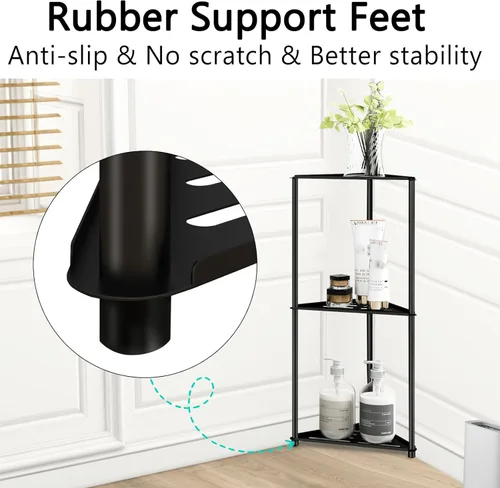 Miniatura 5 de Organizador de ducha de pie esquinero, soporte organizador de ducha de acero inoxidable de 3 niveles, estantes de ducha esquineros resistentes al