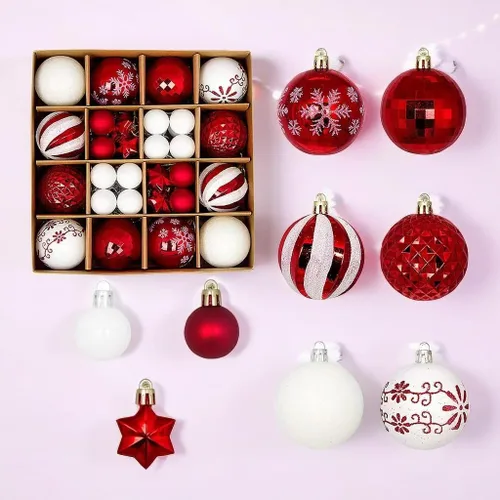 Miniatura 14 de Juego de 44 adornos de bolas de Navidad, adornos de bolas de Navidad inastillables para Navidad, vacaciones, corona y decoraciones de fiestas