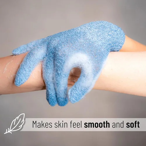 Miniatura 4 de Slick- Guantes exfoliantes, 4 piezas, exfoliante de piel para cuerpo, guantes de baño/exfoliante, accesorios de ducha para mujeres, guante exfoliante