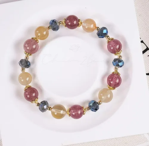 Miniatura 153 de Precious Gemstone Natural Crystal Healing Bracelet, Rutilated Quartz, Moonstone, Quartz Handmade Original Design Bracelet