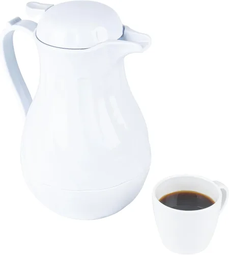 Miniatura 17 de Restaurantware Jarra térmica para café, paquete de 1 servidor de café aislado de plástico de 20 onzas con mango ergonómico, cafetera negra