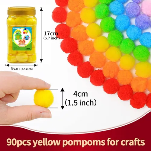 Miniatura 93 de Praisebank Pompones rojos, 90 unidades, 1.5 pulgadas, perfectos para artes y manualidades