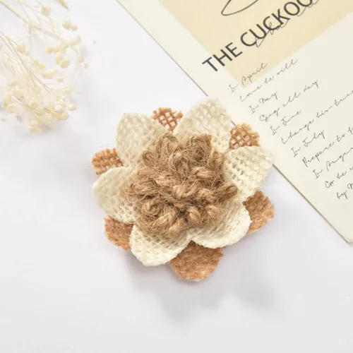 Miniatura 4 de 40 piezas de flores de arpillera hechas a mano, flores rústicas para el hogar, ramos de manualidades, decoración de fiesta de boda