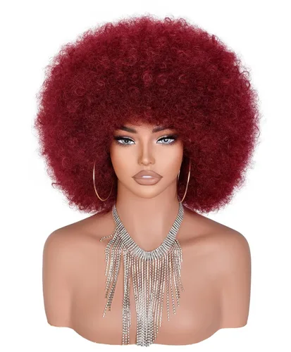 Miniatura 10 de ANNISOUL Pelucas afro para mujeres negras, peluca corta y rizada afro de los años 70, pelucas voluminosas enormes esponjosas, sintéticas de primera