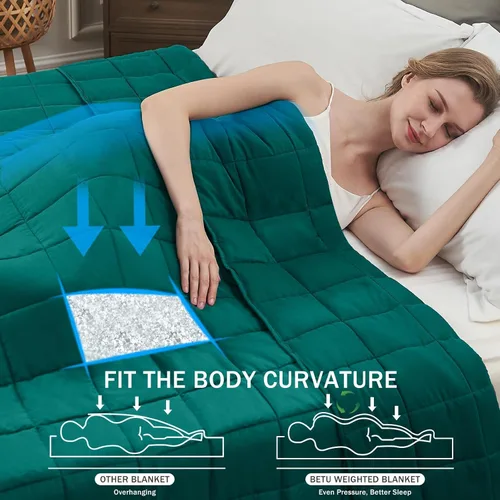 Miniatura 185 de Manta con Peso Azul para Adultos 12 libras, 48"x72", Tamaño Twin Full Manta Pesada Refrescante para 110-130 libras, Mantas Grandes de Microfibra