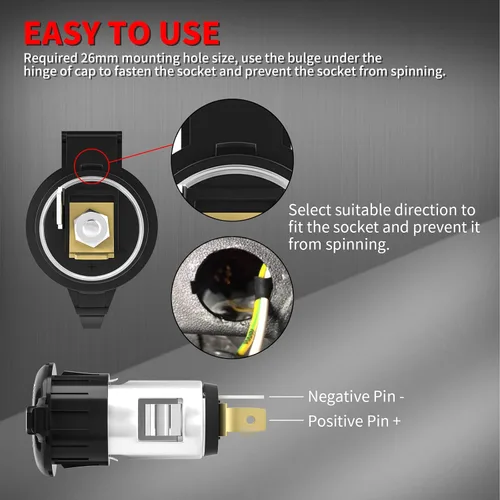 Miniatura 5 de DaierTek Enchufe de encendedor de cigarrillos DC 12V encendedor de cigarrillos de coche 12 voltios hembra toma de corriente de repuesto con cubierta