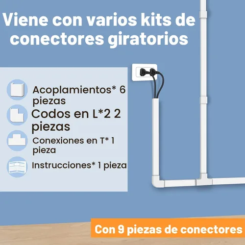 Miniatura 4 de YesBes Kit de ocultador de cable de 116 pulgadas, cubiertas de cable para cables en la pared, canaleta de cables pintable, protector de cable