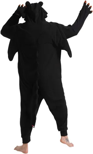Miniatura 3 de dressfan Disfraz de dragón de animal, disfraz de Halloween, cosplay, pijamas de Navidad, unisex, adultos, adolescentes, blanco y negro