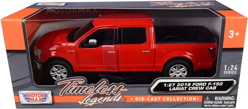 Miniatura 6 de 2019 Ford F-150 Lariat Crew Cab Pickup Truck Rojo 1/24-1/27 Modelo de automóvil fundido a presión por Motormax 79363