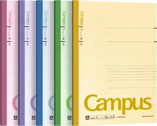 KOKUYO Cuadernos de composición, paquete de 5 cuadernos Campus A4 Comp con un 0.276 in rayado, 30 hojas, cuaderno clásico con rayas escolares,