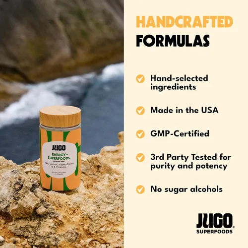 Miniatura 8 de JUGO Energy + SUPERFOODS - Gomitas de vitamina B12 con col rizada y súper verdes, gomitas energéticas sin cafeína, aptas para vegetarianos, sin