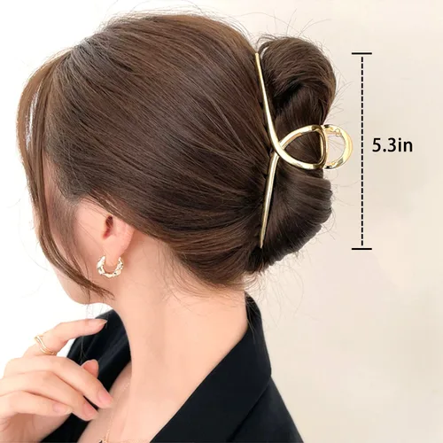 Miniatura 2 de Paquete de 3 pinzas de metal grandes para cabello grueso y largo, pinzas de pelo extra grandes de 5.3 pulgadas para mujeres, pinzas de plátano