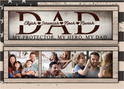 Miniatura 8 de Orgulloso papá y abuelo, regalo para padres personalizado con nombre, regalo del día del padre para papá, lienzo para papá, regalo para papá regalos