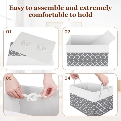Miniatura 5 de Fab totes Contenedores de almacenamiento [2 unidades], cestas de almacenamiento plegables para organizar juguetes, libros, estantes, armario, caja