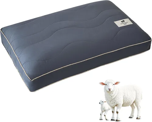 YOUR MOON Almohada de lana suave natural tamaño estándar, almohadas de cama suaves para dormir, relleno de lana australiana de primera calidad con