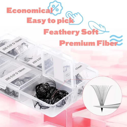 Miniatura 72 de Extensiones de Pestañas Rizo D 0.59-0.79 pulgadas Bandeja Mixta Seda Extensiones de Pestañas Clásicas Suministros Extensiones de Pestañas