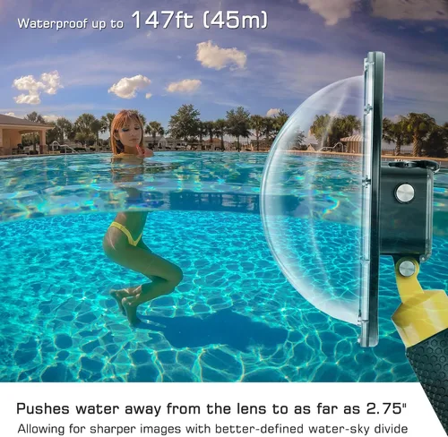 Miniatura 2 de GEPULY Puerto domo de 6 pulgadas para cámara DJI OSMO Action 3 4 5 Pro, carcasa impermeable integrada y agarre de mano flotante, brazo de extensión