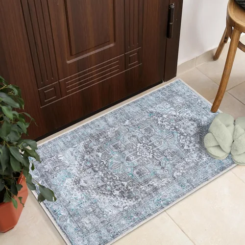 GLN Rugs Vintage Collection - Alfombra lavable a máquina, vintage lavable, antideslizante, alfombra de pelo corto, para sala de estar, dormitorio,