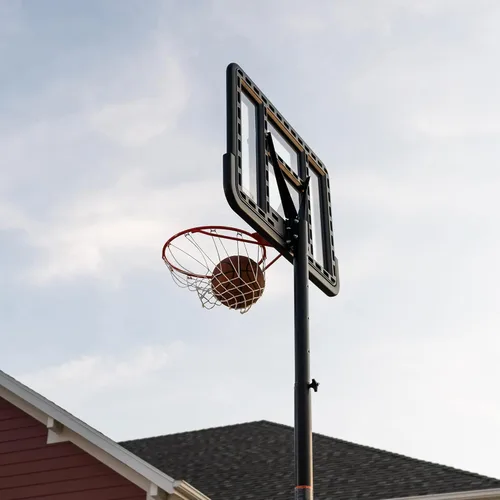 Miniatura 8 de Lifetime Aro de baloncesto portátil, altura ajustable de 7.5 a 10 pies, tablero trasero de 44 pulgadas a prueba de golpes Fusion, base con ruedas