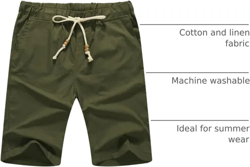 Miniatura 41 de Sailwind Pantalones cortos de lino para hombre, pantalones cortos casuales de playa con cordón