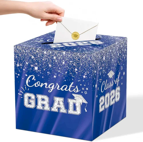 Miniatura 19 de QISOLIY Caja Negra para Tarjetas Cajas de Tarjetas de Boda para Recepción Portador de Caja de Tarjetas de Regalo Caja de Dinero para Graduaciones