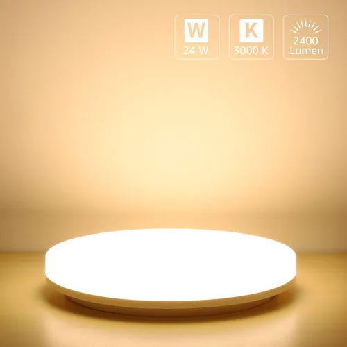 Miniatura 6 de Lepro - Lámpara de techo LED de montaje empotrado de 11 pulgadas, 24 vatios, 2400 lúmenes, equivalente a 200 vatios, impermeable, 3000 Kelvin, luz