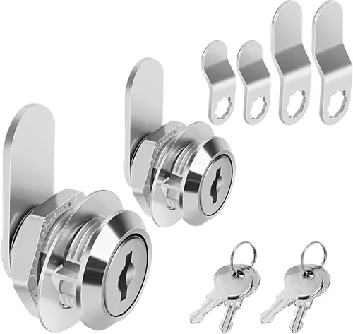 Cam Locks - Cerradura de gabinete con llave igual, cilindro de 5/8 pulgadas de longitud. Se adapta a un grosor máximo del panel de 3/8 pulgadas, 2