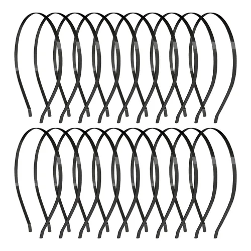Miniatura 6 de Lawie Paquete de 20 diademas delgadas de metal duro en blanco de 0.197 pulgadas (0.197 in), color plateado, dorado y negro, banda delgada de alambre