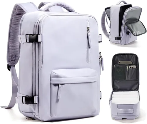 Miniatura 38 de WONHOX - Mochila grande, aprobada para vuelo, unisex, para viajes, trabajo, negocios o laptop, a1-Negro, Medium