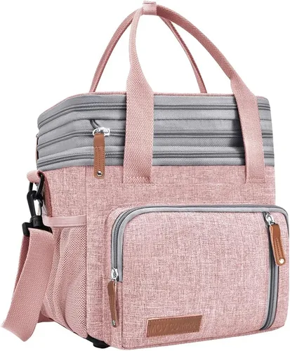 Miniatura 14 de MOV COMPRA Bolsas de almuerzo para hombres y mujeres, lonchera negra para adultos, para el trabajo, ampliable, a prueba de fugas, doble cubierta