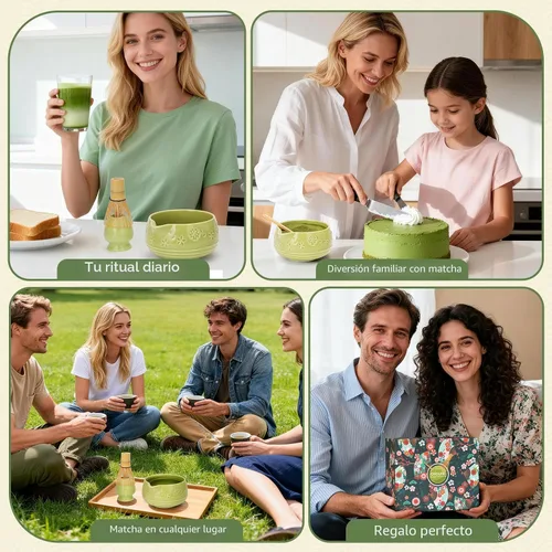 Miniatura 7 de Juego de batidor de matcha, juego de cerámica con cuenco, soporte para Chasen, soporte para cucharada, tamiz, kit de matcha de ceremonia japonesa