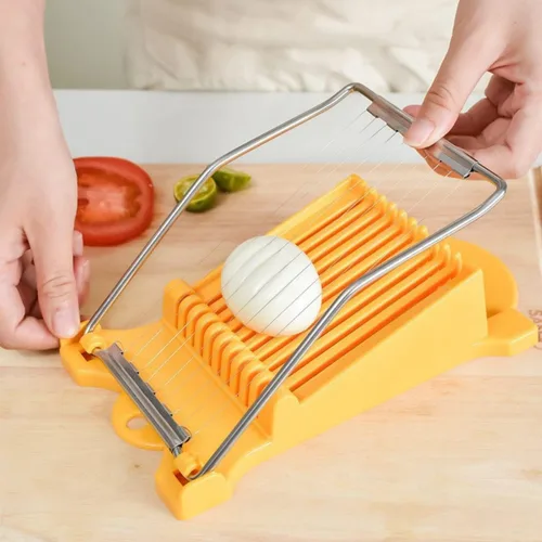 Miniatura 2 de Rebanador multifuncional de acero inoxidable para almorzar carne, herramientas para cortar y dividir el hogar, rebanador de alimentos para Amarillo
