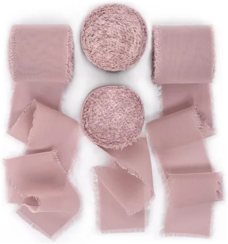 Socomi - Rollo de cinta de gasa con franjas de color de muestras, 1-3/4 pulgadas x 7 yardas, 4 rollos de cintas hechas a mano para invitaciones de