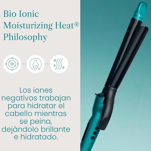 Miniatura 8 de Bio Ionic Rizador de Cilindro Largo, Rizador de Pelo con Tecnología de Calor Húmedo y NanoIónico MX, Varita Rizador Versátil Teal Tides Edición