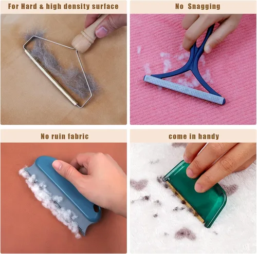 Miniatura 2 de Removedor de pelo de mascotas – Paquete de 4 removedores de pelo de perros y gatos para muebles, removedor de pelusa reutilizable, rastrillo Azul