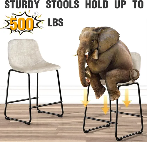 Miniatura 4 de TAVR Furniture Leathaire - Juego de 2 taburetes de tela con altura de mostrador, sillas de isla sin brazos, con capacidad para hasta 500 libras