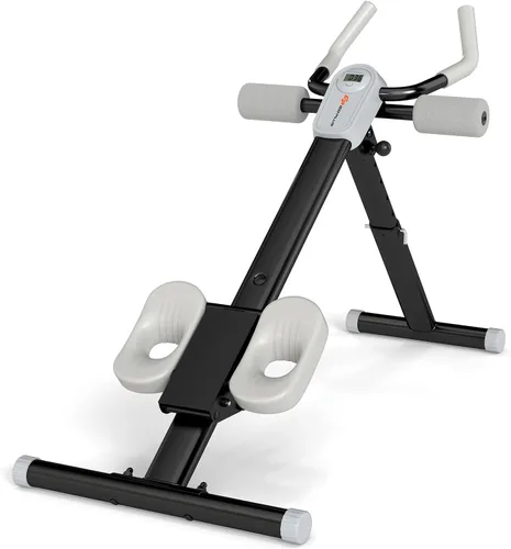 Miniatura 10 de Goplus Máquina de entrenamiento abdominal ajustable, equipo de entrenamiento plegable para abdominales con protección de rodilla, monitor LCD, Rosa