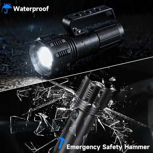 Miniatura 5 de Linternas recargables de alto lúmenes con asa, linterna súper brillante recargable, linternas de alta potencia con pantalla digital, linterna LED