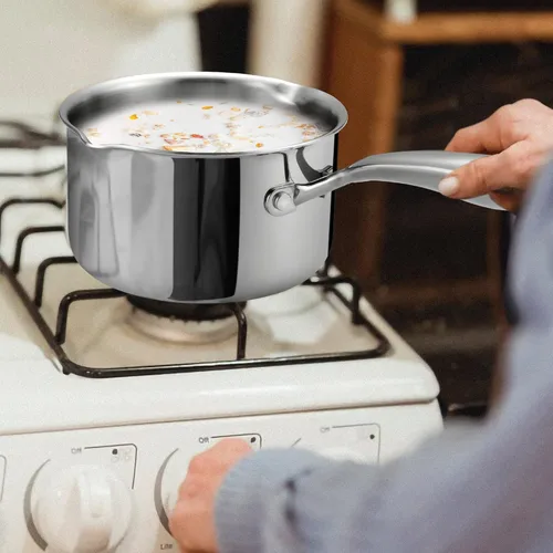 Miniatura 2 de Cacerola de Acero Inoxidable de Tres Capas con Cesta de Vapor y Tapa de Vidrio Colador — Resistente, Base Gruesa, Resistente al Óxido, Sin