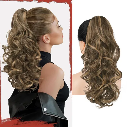 Miniatura 46 de Sofeiyan Extensión de cola de caballo de 11 pulgadas con clip de garra, extensiones de cabello con cola de caballo, cola de caballo larga y rizada