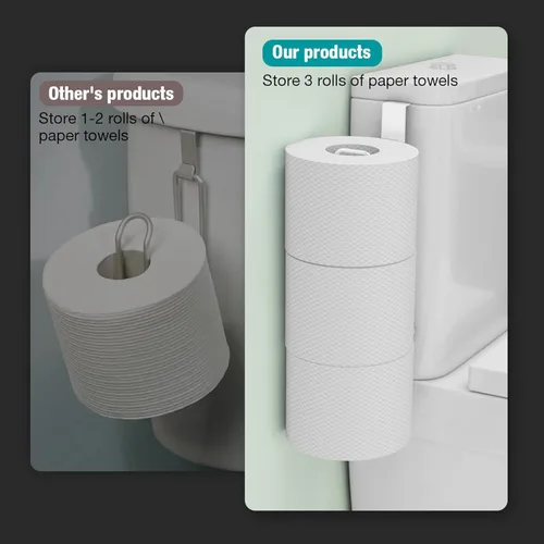 Miniatura 61 de Conworld Soporte de pared para almacenamiento de papel higiénico, dispensador portarrollos de papel higiénico sobre el tanque de reserva