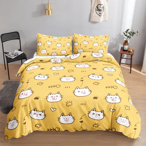 Miniatura 16 de Juego de funda de edredón para niños, camión de construcción, maquinaria, camión, excavadoras, vehículos, caricatura, tractor, juego de ropa de cama
