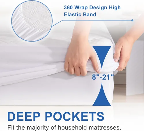 Miniatura 5 de Eiayeebil Protector de colchón impermeable tamaño Queen, protector de colchón de tela de aire 3D transpirable para sábana bajera tamaño Queen