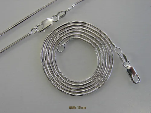 Miniatura 4 de BEEZZY BEEDZ Collar flexible de plata de ley 925 con cadena de serpiente de plata maciza redonda