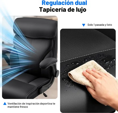 Miniatura 7 de AreShark Silla de oficina – Silla ejecutiva de escritorio cómoda transpirable con respaldo alto y soporte lumbar, silla ergonómica de cuero con Negro
