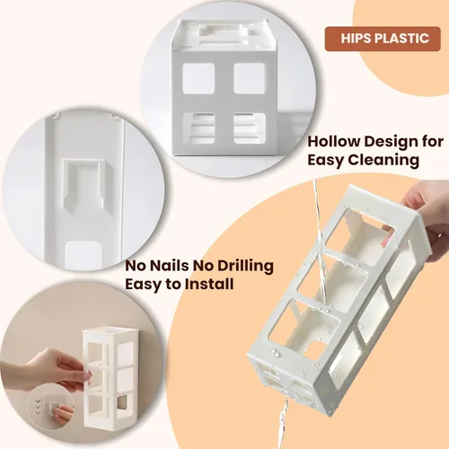 Miniatura 4 de Juego de 2 organizadores de herramientas para el cabello para montaje en pared, organizador de herramientas de pelo de baño colgante para rizador