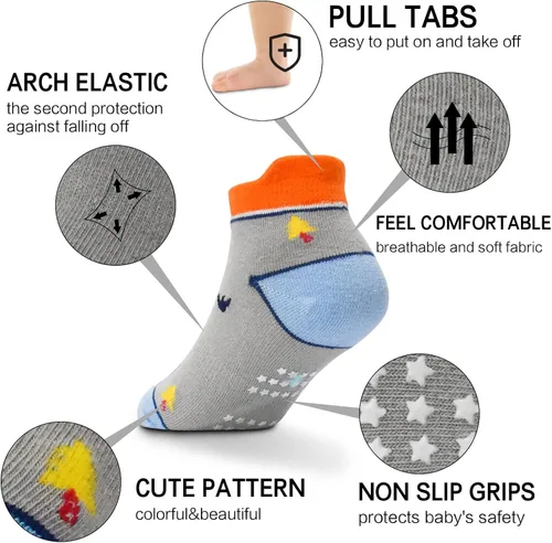 Miniatura 4 de ELUTONG Kids Non Slip Socks Grip Ankle Sticky Toddler Socks 12 Pairs for 1-33-55-7 Years Old Boys Girls Infant Baby