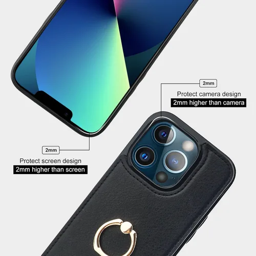 Miniatura 8 de Folosu Funda compatible con iPhone 13 Pro con soporte para tarjetas, rotación de 360°, soporte de anillo de dedo con función atril, protección RFID