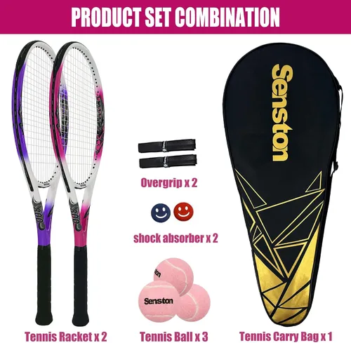 Miniatura 2 de Raquetas de tenis Senston para adultos de 27 pulgadas - Juego de raquetas de tenis para 2 jugadores con 3 pelotas, 2 empuñaduras, 2 amortiguadores