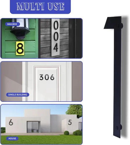 Miniatura 15 de Números de casa negros de metal moderno de 12 pulgadas para exterior, dirección flotante número 7 con kit de clavos para puerta